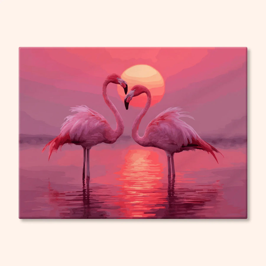 Flamingi w Różowym Zachodzie Słońca